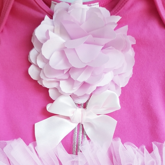 Popatu Baby Girl's Pink Flower Bow Bodysuit Size 3-6 Months - Picture 5 of 12